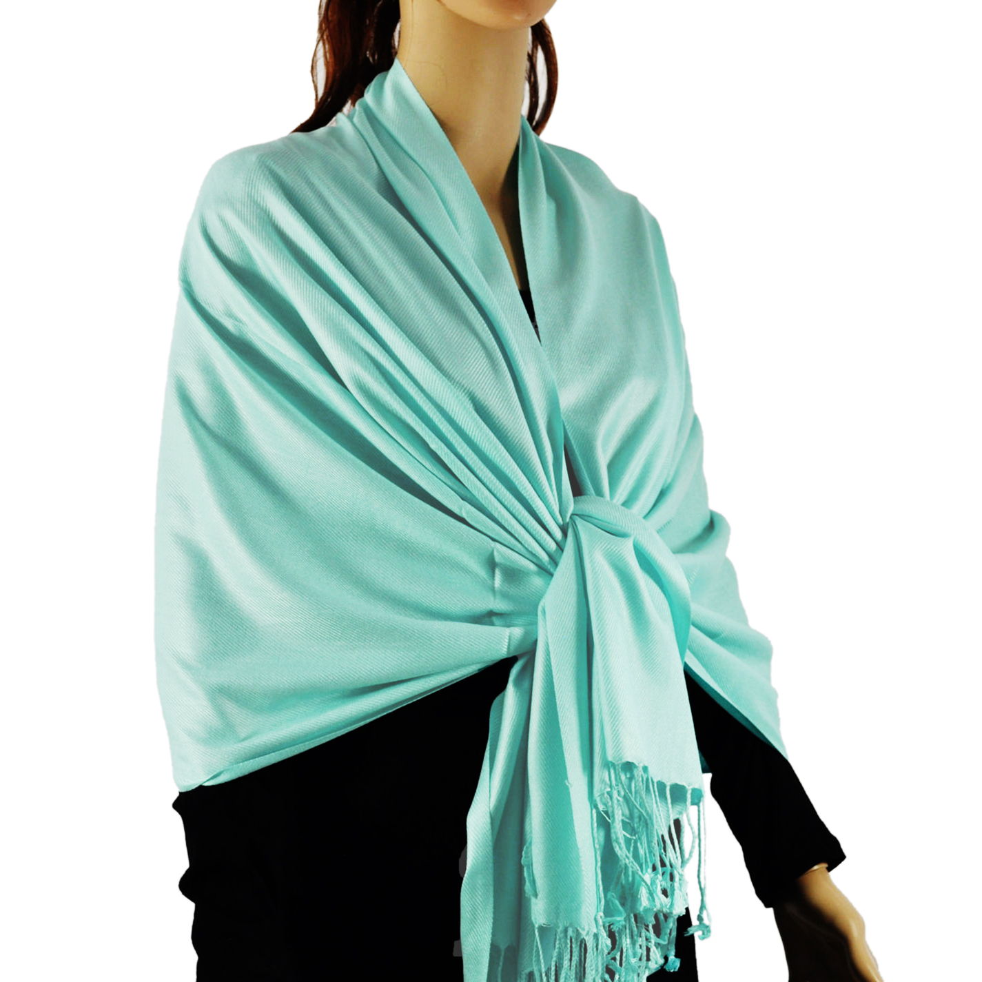 Solid Silky Wedding Pashmina Aqua - Wholesale Scarves City