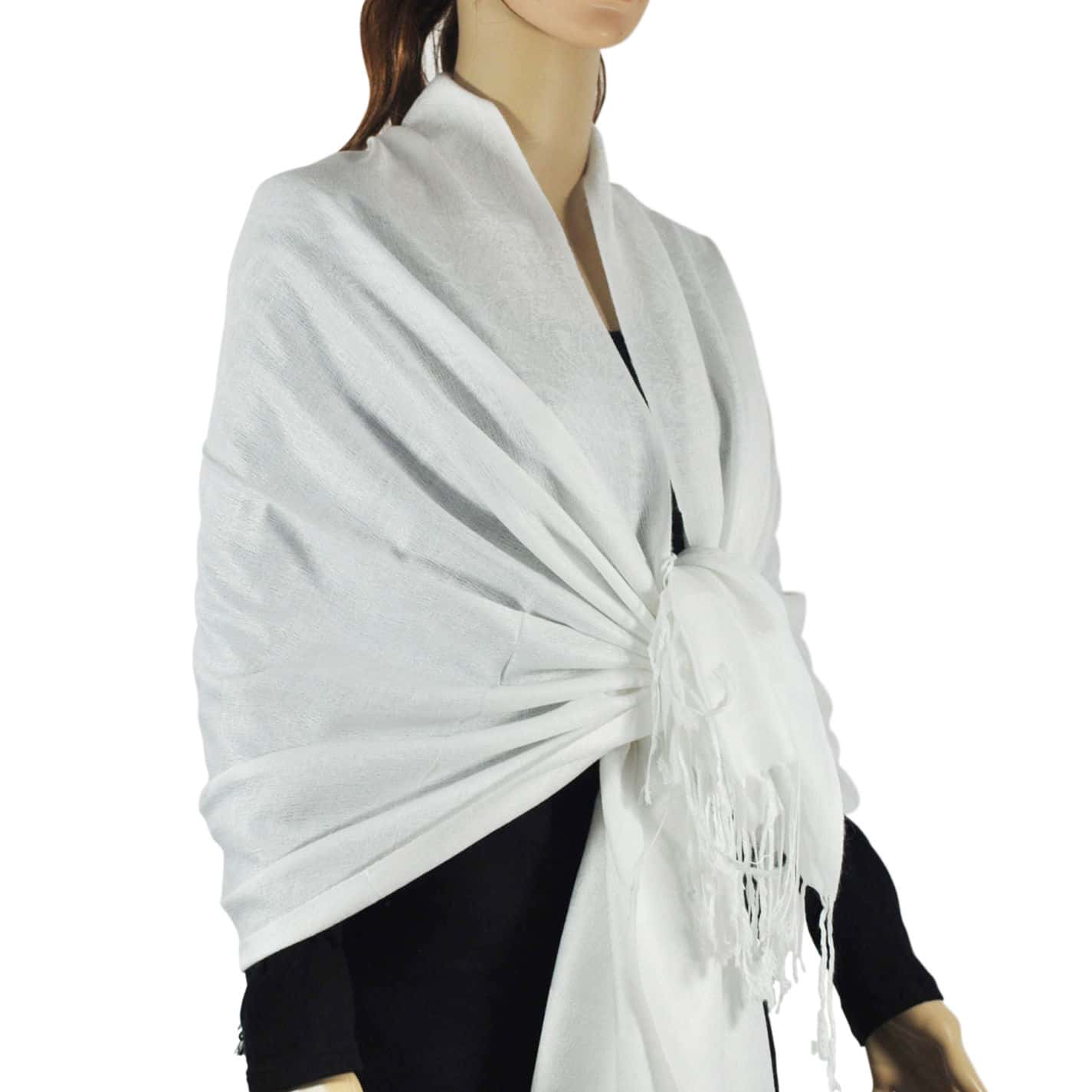 Whole Jacquard Pashmina White - Wholesale Scarves City