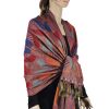 Contiguous Paisley Pashmina Blue/Red