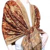 Outlined Reversible Paisley Pashmina Brown
