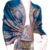 Phoenix Tail Thicker Reversible Paisley Pashmina Teal